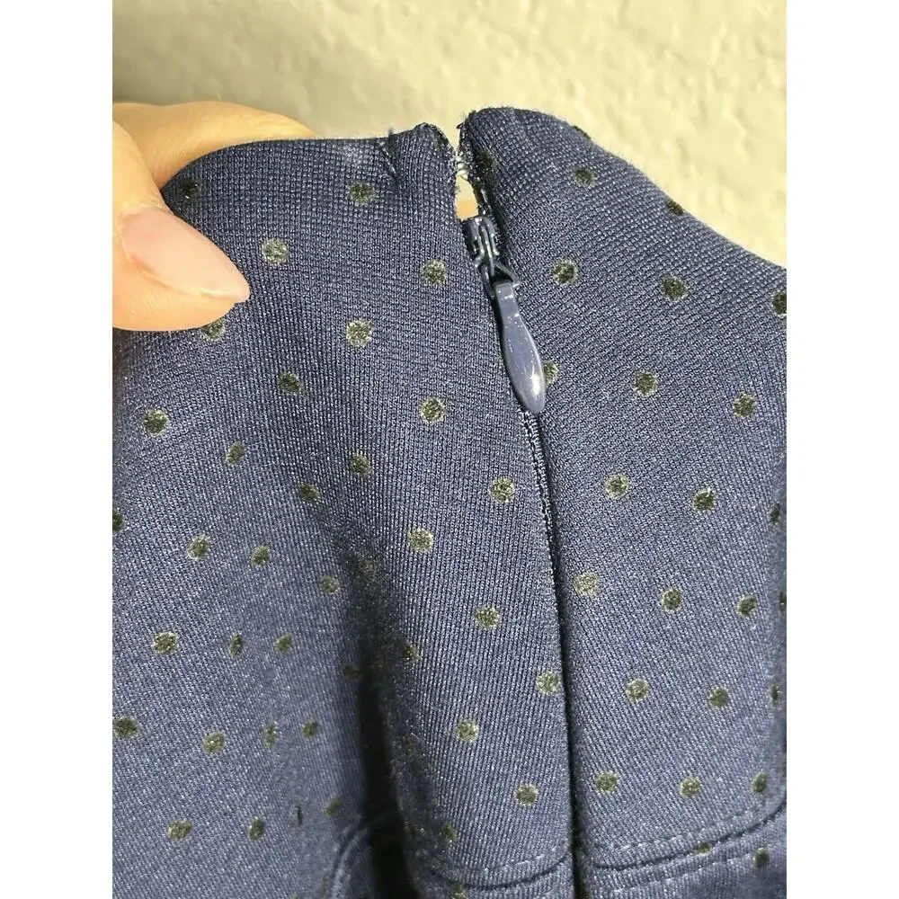 Maeve by Anthropologie‎ Blue/Black Polka Dot A-Line Midi Skirt Zip Size 2